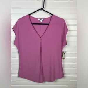 Bar III Mauve V-Neck Short Sleeve Top